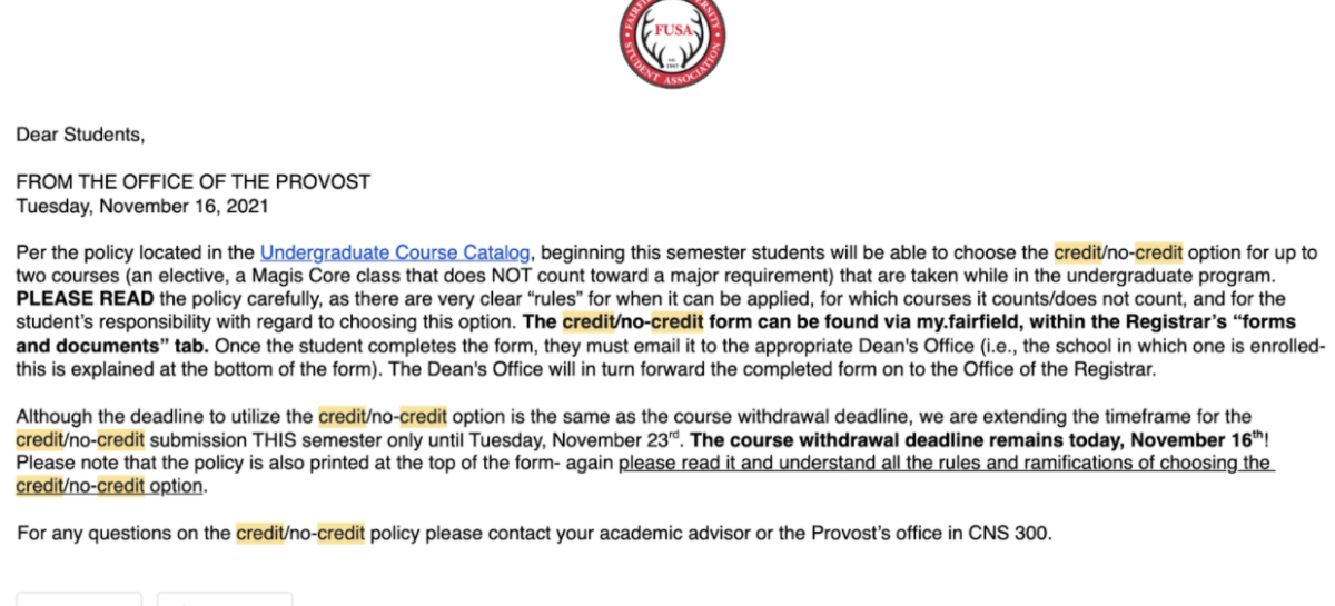 What the Credit/No-Credit Policy Means For Fairfield Students