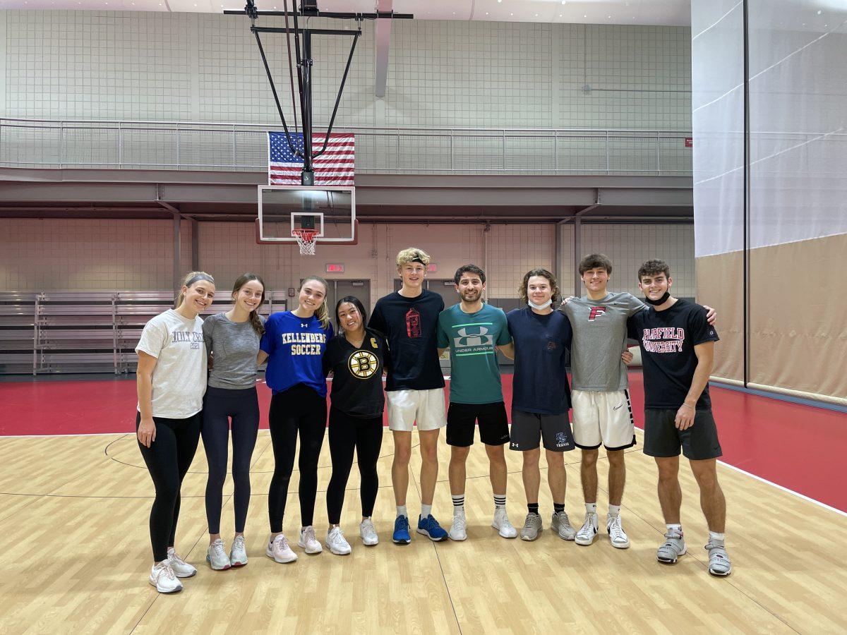 From left to right: Lauren Trymbulak, Alison Whitaker, Sara Rush, Lily Skomro, Aiden Toomey, Ersin Kaan Aygun, Daniel Buck, Jack Hemenway, Issac Ouellette. Co-ed volleyball team, ‘Spikeaholics Anonymous’, come together after an intramural game. 