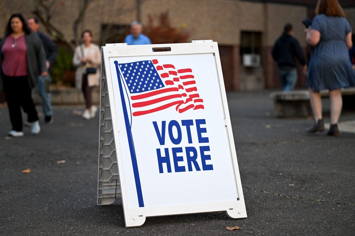 FILE: A voting sign on November 5, 2024.