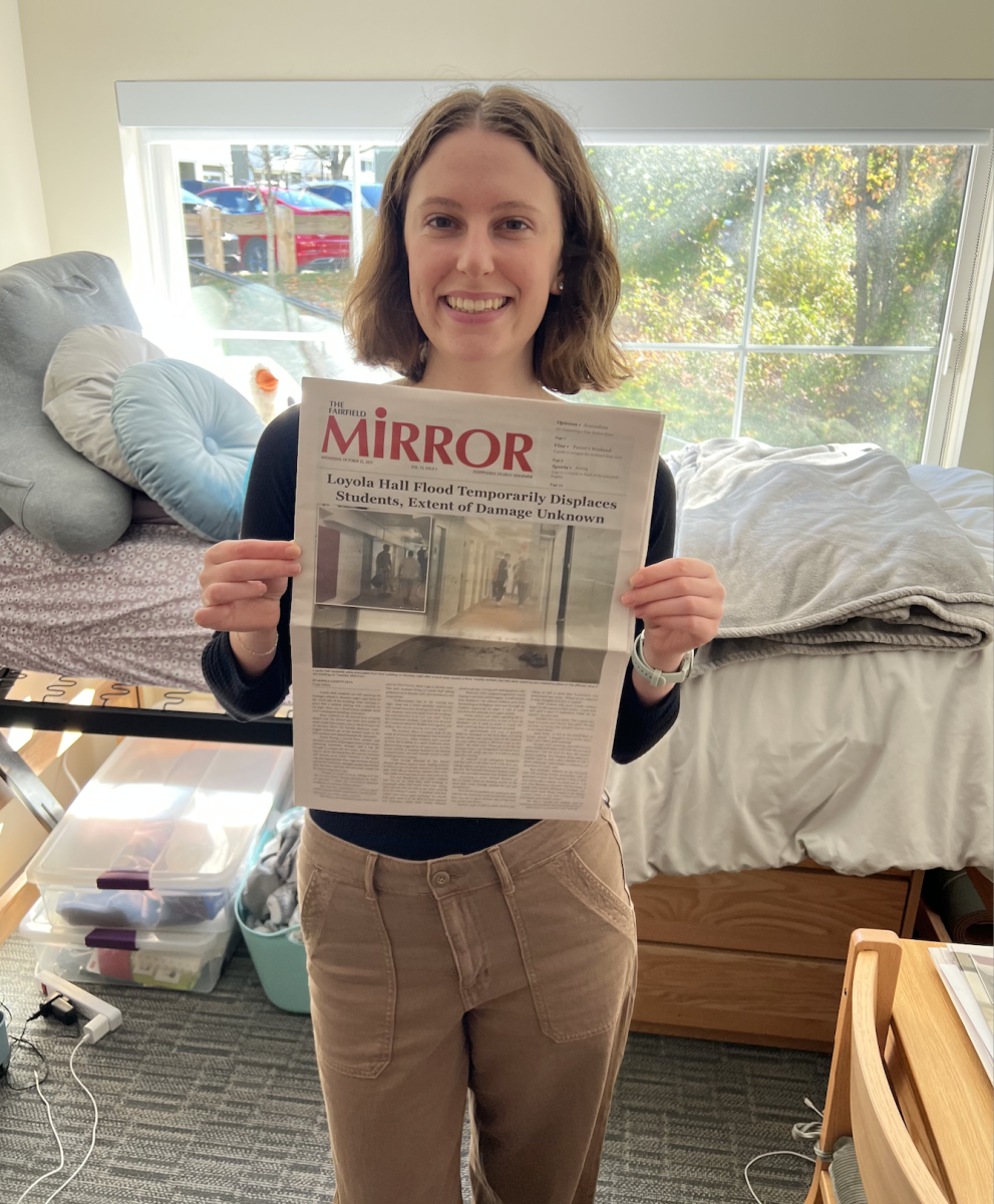 Sophia Cossitt-Levy, after her front page article covering the Loyola Hall Floods early this school year. 